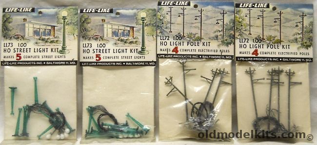 Life-Like 1/87 TWO Street Light Kits and TWO Electrified Light Pole Kit With Bulbs/Street Lights - HO Scale - Bagged, LL73 plastic model kit